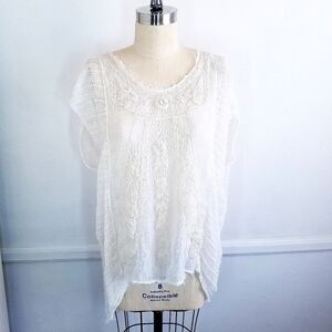 Free‎ People | White Embroidery Cotton Top S